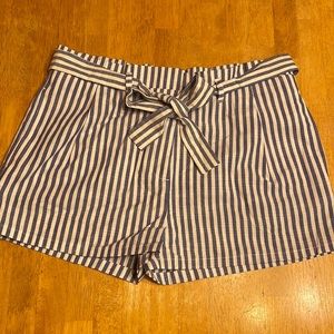 Ladies blue and white stripe shorts